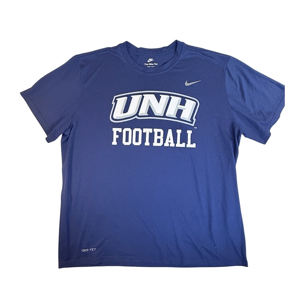 Nike UNH Football Men XXL Blue Short Sleeve Dri-FIT Graphic Tee